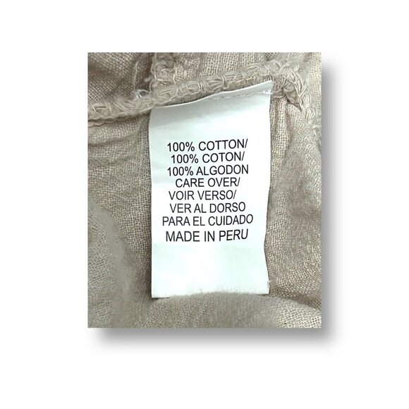 Blanco by Nature Suza Dress Beige 100% Peruvian Cotton Mini Shift Cottagecore L - Picture 7 of 9